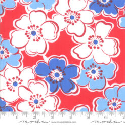 Moda Back Porch Friendship Flowers Country Red